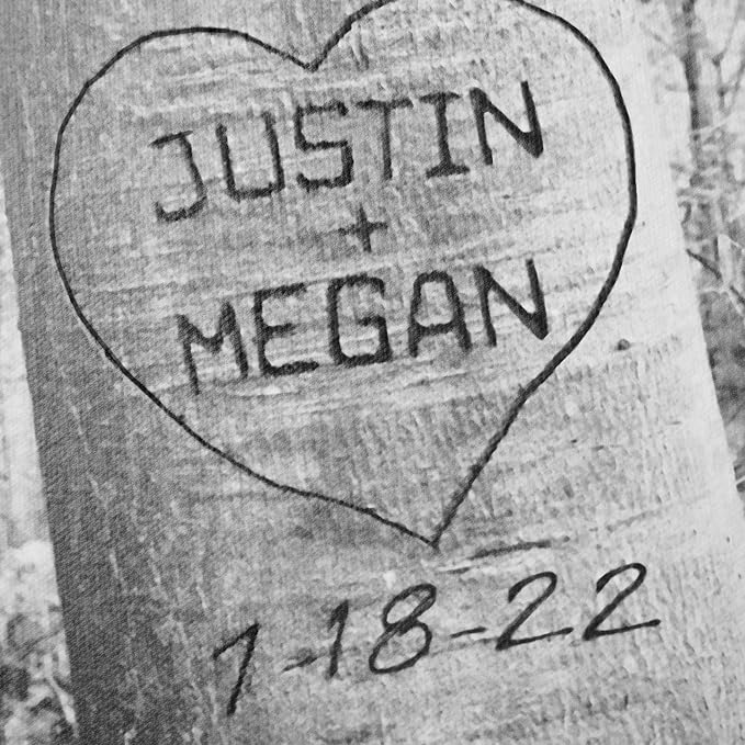 Let's Make Memories Personalized Canvas Wall Art For Couples - Engagement, Wedding, Newlyweds, Anniversary - Home Decor - Carved Heart B&W - Canvas - 18x24