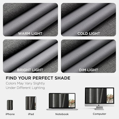 Joydeco Blackout Curtains 90 Inches Long 2 Panels Burg, Room Darkening Curtains for Bedroom, 100% Black Out Textured Thermal Drapes Privacy Protection 2 Panels Set(W52 x L90 Inch, Grey)
