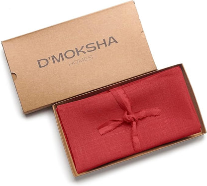 D'Moksha Homes Bright Red Linen Napkins 18 x 18 Inch - 100% Pure Linen Cloth Washable Dinner Napkins Set of 4 for Winter, Christmas, Holiday