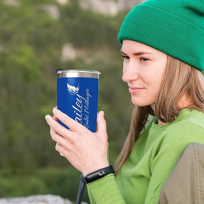 Custom Tumbler Personalized Coffee Tumbler Laser Engrave with Name 12 Designs Double Wall Insulated 20 oz Travel Cup Personalized Gifts for Birthday Christmas Anniversary for Men Women