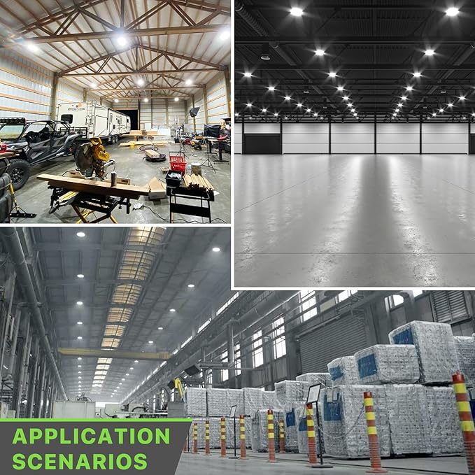Glitgate LED High Bay Light 150W, 21000lm 5000K UFO Lights(600W MH/HPS Equiv.),Commercial Bay Lighting with 5ft Cable US Plug for Garage Shop Barn Warehouse, 6 Pack