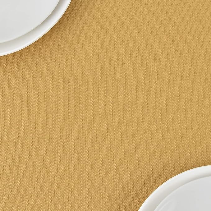 maxmill Textured Rectangle Tablecloth Water Resistant Wrinkle Free Spill-Proof, Soft Jacquard Table Cloth for Banquet Parties Event Holiday Dinner, Indoor and Outdoor Use, 60 x 84 Inch, Ochre Yellow