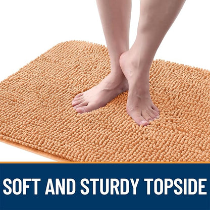 OLANLY Dog Door Mat for Muddy Paws 59x24, Absorbs Moisture and Dirt, Absorbent Non-Slip Washable Doormat, Quick Dry Chenille Mud Mat for Dogs, Entry Indoor Entryway Carpet for Inside Floor, Orange