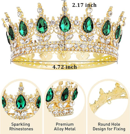 Gold Crown for Women, Crystal Queen Tiaras Headband Wedding Bridal Hair Accessories, Birthday Party Prom Cake Topper