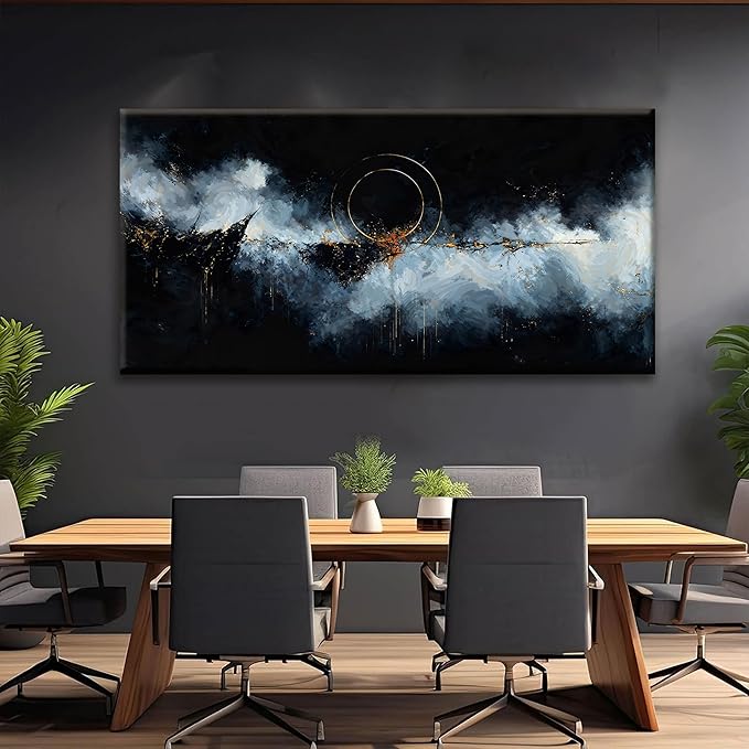 Large Abstract Wall Art For Living Room Modern Abstract Wall Decor Painting Maximalist Gold Circle Canvas Wall Art Decor Prints Artwork Bedroom Hotel Office Home Wall Artwork 29" × 58"