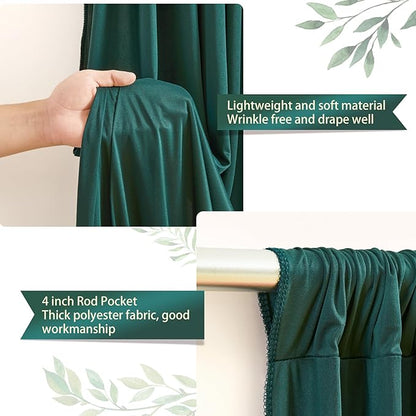 24 x 10ft Hunter Green Backdrop Curtains Photo Background Curtains 6 Panels (10'L x 4'W Each) with Rod Pocket, No-Wrinkle Polyester Backdrop Drapes for for Wedding Birthday Party Christmas Prom Events