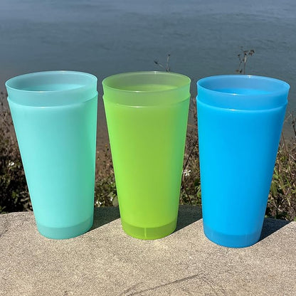 32-ounce Unbreakable Plastic Tumblers - Lightweight Large Drinking Cups set of 12, Reusable BPA-free Dishwasher Safe | Stackable