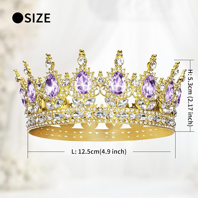 Onedor Gold Crown for Women Crystal Rhinestone Tiara Queen Headpiece for Wedding Prom Pageant Birthday Princess Theme Costume Party Hair Accessories and Cake Topper Decoration