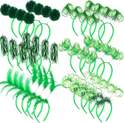 Censen 24 Pcs Pom Pom Headband Tinsel Wrapped Ponytail Head Bopper Costume Headwear Halloween Party Accessory