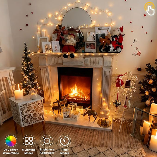 Fairy Lights USB Plug in 33ft 100LEDs with Remote, Warm White 20 Color Changing Light Twinkle Firefly String Lights for Bedroom Party Wedding Christmas Tapestry, Multicolor Colors