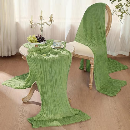 6 Pack Cheesecloth Table Runner 120 Inch Boho Rustic Gauze 10 FT Sage Green Cheese Cloths Table Runners Decorations for Spring Summer Birthday Party Baby Shower Wedding Holiday Home Decor