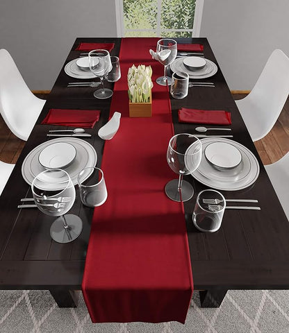 Encasa XO Deep Red Cloth Napkins Set of 12, 17"x17" | Solid Color Cotton Dinner Napkins | Washable & Reusable Napkins for Dining Table Fall Decoration, Holiday & Christmas Festivals