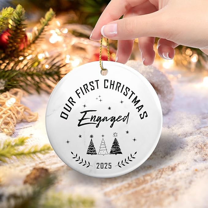 Engagement Gifts for Couples 2025,Our First Christmas Engaged Ornament 2025,Newly Christmas Tree OrnamenGift for Couples,Her, Women,Fiance,Engagement Present Ideas Party Decorations,Bride to Be Gifts