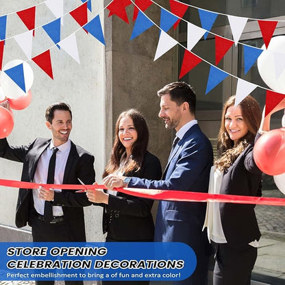 100 Feet Pennant Banners Flags 75 Solid String Triangle Flags for Grand Opening, Carnival Theme Birthday Party Decoration Outdoor Events Classroom Decoration(Red White Blue)