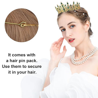 COCIDE Green Tiaras for Women Crown for Women Emerald Quinceanera Dress Headbands for Girls Princess Halloween Cosplay Birthday Pageant Bride Headpieces Hair Accessories