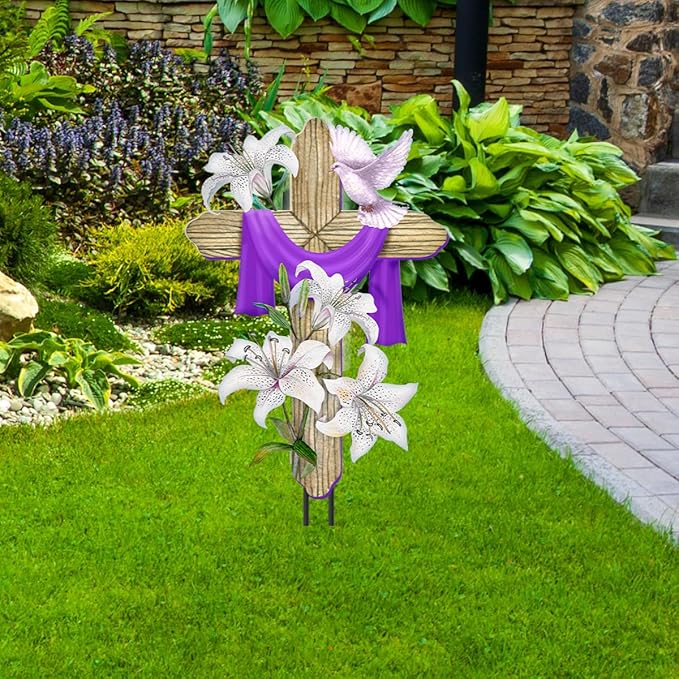 Briarwood Lane Easter Lily Cross Metal Art