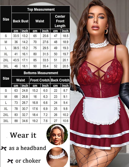 Avidlove Sexy Maid Lingerie for Women Halloween Outfit French Maid Costume Babydoll Lingerie Dress Cosplay Lingeries