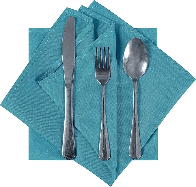 Cloth Napkins 20x20 inch Washable Polyester Dinner Napkins Soft Table Napkins for Wedding Party Dining Banquet(Caribbean Blue,25PCS)
