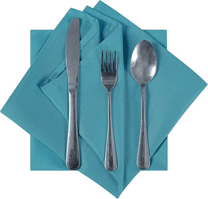 Cloth Napkins 20x20 inch Washable Polyester Dinner Napkins Soft Table Napkins for Wedding Party Dining Banquet(Caribbean Blue,100PCS)