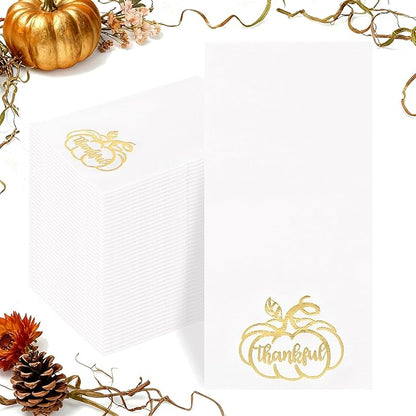 200 PCS Thanksgiving Pumpkin Napkins - 3-Ply Heavy Duty Fall Pumpkin Paper Napkins - Thanksgiving Disposable Hand Towels Napkins for Friendsgiving Table Decor Party Supplies