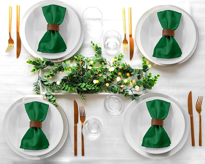 Zoyer Cloth Napkins Set of 12, 18x18 Inches Cotton Enrich Napkins Cloth ‎Washable, Soft & Durable Dinner Napkins for Parties, Wedding, Christmas, ‎Thanksgiving & Everyday Use - Dark Green
