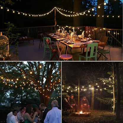 60FT LED String Lights with Remote, G40 Dimmable Globe for Patio, 27 Edison Shatterproof Bulbs, Waterproof Backyard Lights
