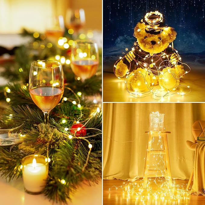 6 Pack Total 120FT 360LED Fairy Lights Battery Operated with Rmote, Waterproof Twinkle Lights with Timer Indoor Outdoor, Cuttable String Light for Bedroom, Classroom, Wedding, DIY, Christmas Decor