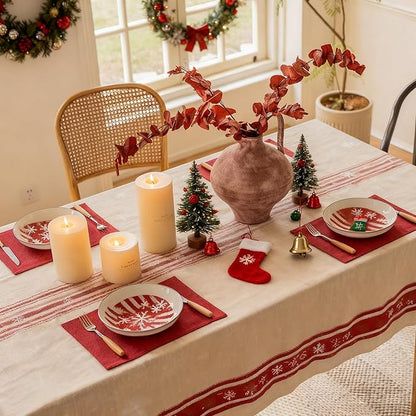 Home Brilliant Cloth Placemats Set of 4 Red Linen Placemats for Dinner Heat Resistant Dining Table Mats Kitchen Place Mats for Party Christmas, Dark Red Burgundy