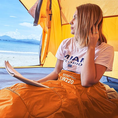 ECOOPRO Warm Weather Sleeping Bag - Portable, Waterproof, Compact Lightweight, Comfort with Compression Sack - Great for Outdoor Camping, Backpacking & Hiking-83 L x 30" W Fits Adults