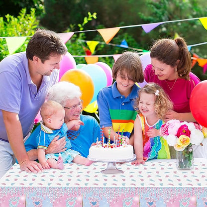 2 Pack Gender Reveal Tablecloth Plastic 54 X 108Inch, Pink and Blue Table Cloth Disposable Rectangle Table Covers for Boy or Girl Baby Shower Party Decorations Supplies (Gender Reveal)