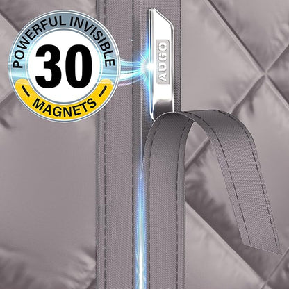 AUGO Thermal Door Curtain - Thermal Door Cover for Winter - Magnetic Thermal Insulated Door Curtain for Winter - Winter Door Insulation - Keeps Warm Air in & Cold Air Out - Home Winterizing Products