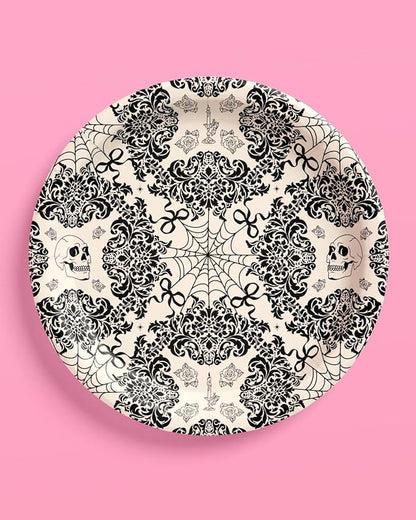 xo, Fetti Romantic Horror Paper Plates | 25 pcs | Gothic Party Tableware, Spooky Chic Dinnerware, Halloween Romance Decor, Dark & Elegant Party Supplies