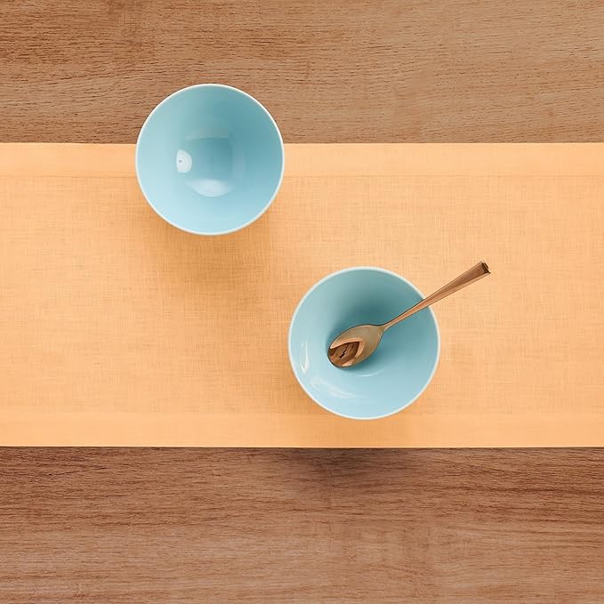 Solino Home Linen Table Runner 90 Inches Long - 100% Pure Linen Peach Table Runner 14 x 90 Inch - Fete