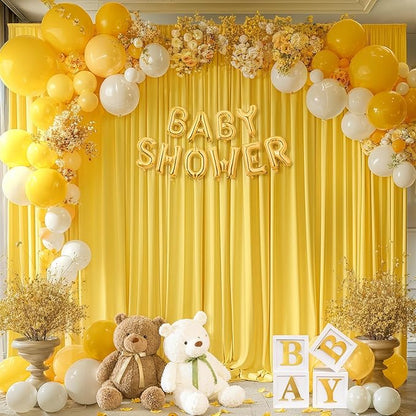 8 x 10 ft Yellow Backdrop Curtains for Party Photo Background Curtains Wrinkle Free Drapes Lemon Yellow Polyester Curtains Backdrop for Baptism Wedding Baby Shower Birthday Events, 2 Panels