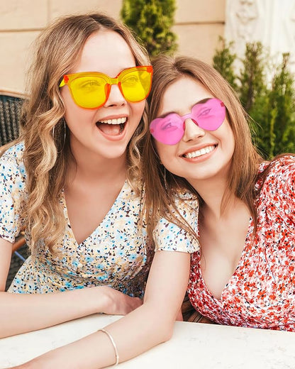 Wholesale 48 Pack Rimless Star/Heart Sunglasses Bulk Adults Unisex, Fun Colorful Star Heart Glasses Party Favors