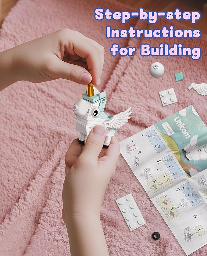 Unicorn Building Blocks Set, 6 PCS Unicorn Toys for Girls, Creative Educational STEM Toys Compatible with Lego, Christmas Birthday Gift Ideas