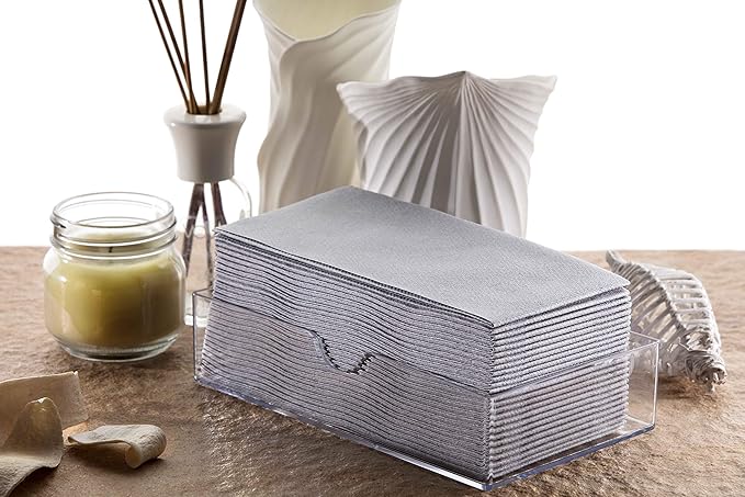 Gray Napkins | Linen Feel Guest Disposable Cloth Like Paper Lunch Napkin | Hand Towels | Soft, Absorbent, Paper Hand Napkins for Kitchen, Bathroom, Parties, Weddings, Dinners Or Events | 50 Pack