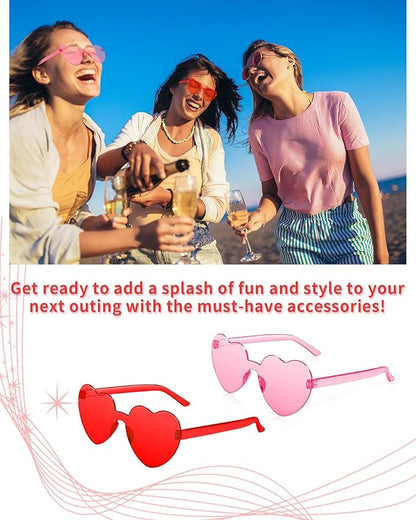 20 Pairs Heart Sunglasses for Women Bulk Transparent Heart Shaped Sunglasses Bachelorette Party Glasses Fun Glasses for Party Favor to Add A Splash of Fun And Style (20Pcs Pink+Red)