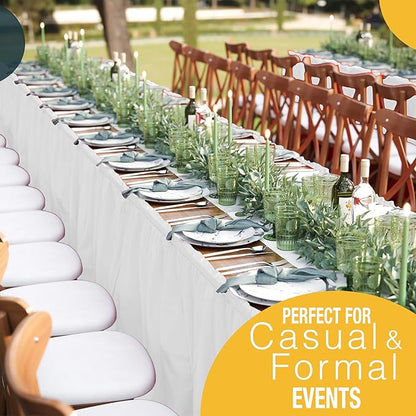 Exquisite Ruffle Table Skirt White 2 Pack 14 Ft Long Table Skirts for Rectangle Tables 6ft Plus or Round Tables Skirts with Adhesive Strip for Gender Reveal Decor & Happy Birthday Parties