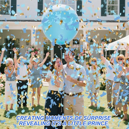 4 Pack Gender Reveal Confetti Cannon, 12 in Blue Rectangle Shaped Paper Party Poppers Cannons, Confetti Poppers For Baby Boy Gender Reveal Baby Showers (Rectangle, Blue)