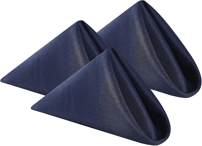 Cloth Napkins 17x17 inch Washable Polyester Dinner Napkins Soft Table Napkins for Wedding Party Dining Banquet(Navy,25PCS)