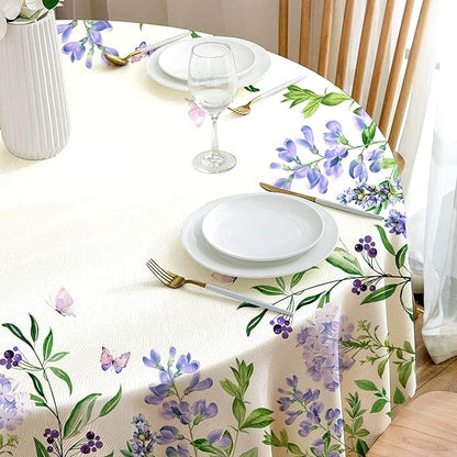Eikione 70In Round Tablecloth, Floral Tablecloths Polyester Waterproof Stain Wrinkle Free, Indoor and Outdoor Table Cover for Kitchen Party Dining Table