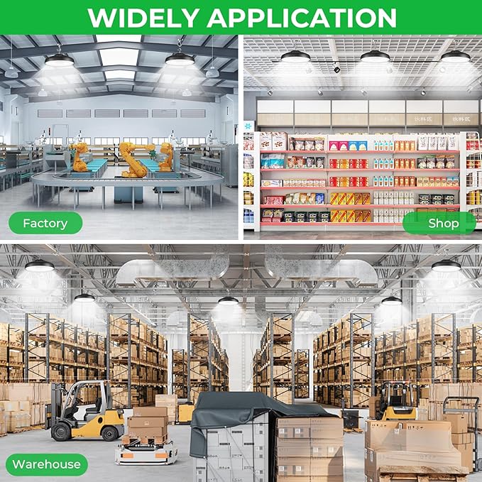 2 Pack 400W UFO LED High Bay Light, 60000LM 5000K Daylight, Replaces 1600W MH/HPS, for Warehouse, Workshop, Gym, Stadium, Industrial & Commercial Lighting Non-dimmable