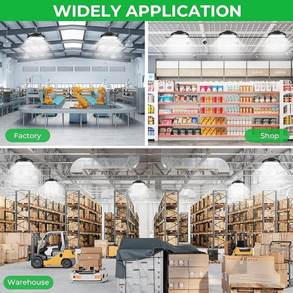 2 Pack 400W UFO LED High Bay Light, 60000LM 5000K Daylight, Replaces 1600W MH/HPS, for Warehouse, Workshop, Gym, Stadium, Industrial & Commercial Lighting Non-dimmable