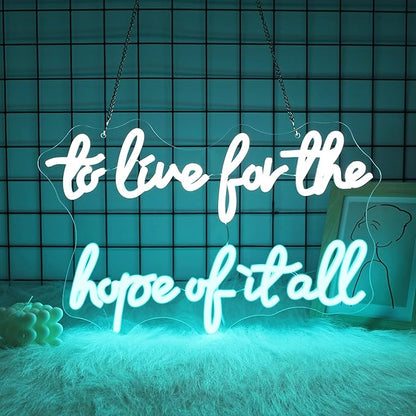 Neon Signs for Wall Decor, JGHTURIE To Live for the Hope of It All Neon Sign for Room Home Party Office Beer Bar Led Signs for Man Cave Light Up Sign USB Powered