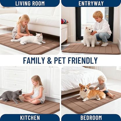 OLANLY Memory Foam Bath Mat 40x32, Super Soft Absorbent Bathroom Rugs, Quick Dry, Machine Washable Shower Floor Rugs, Bathmat Carpet, Bathroom Home Decor Accessories, Mocha