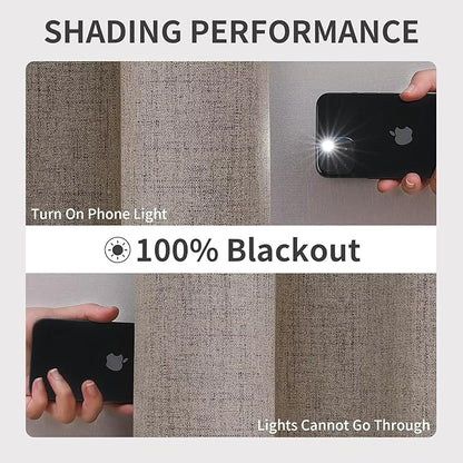 Joydeco Linen Blackout Curtains for Bedroom and Living Room, Faux Linen Look Black Out Grommet Textured Thermal Insulated Room Darkening Curtain 1 Panel Room Divider Curtains (Custom Size and Color)