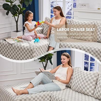 Hobestluk Modular Sectional Sofa Couches L-Shape Couch 3 Seat Modular Sofa Memory Foam Sectional Couches for Living Room, Cloud Couch with Oversized Chaise (96" Left Facing Chaise)