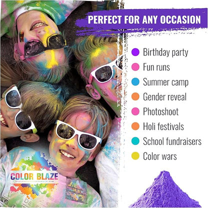 Color Blaze Holi Colored Powder - 5 lbs of Purple Powdered Color - for Fun Runs, Color Toss, Rangoli, Powder War, Backyard Party & Festivals - Pack of 1 Colorful Bag - 5 Pounds in Bulk - Purple