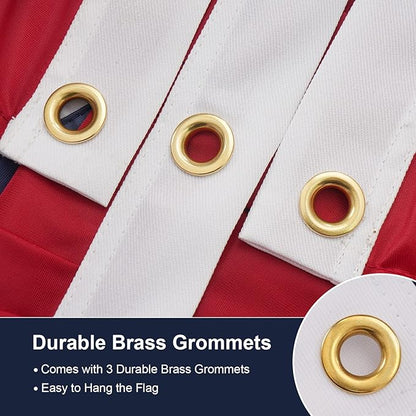 SYII Bunting Flag 3x6 Feet Outdoor, Embroidery Stars American US Bunting Flags with 3 Brass Grommets, Patriotic Half Fan Banner for Fourth of July Decor, 4th of july Decorations Outdoor